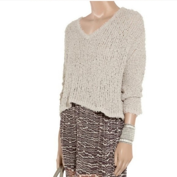 J BRAND Martha Slouchy Textured V Neck Pull Over Sweater - Picture 2 of 6